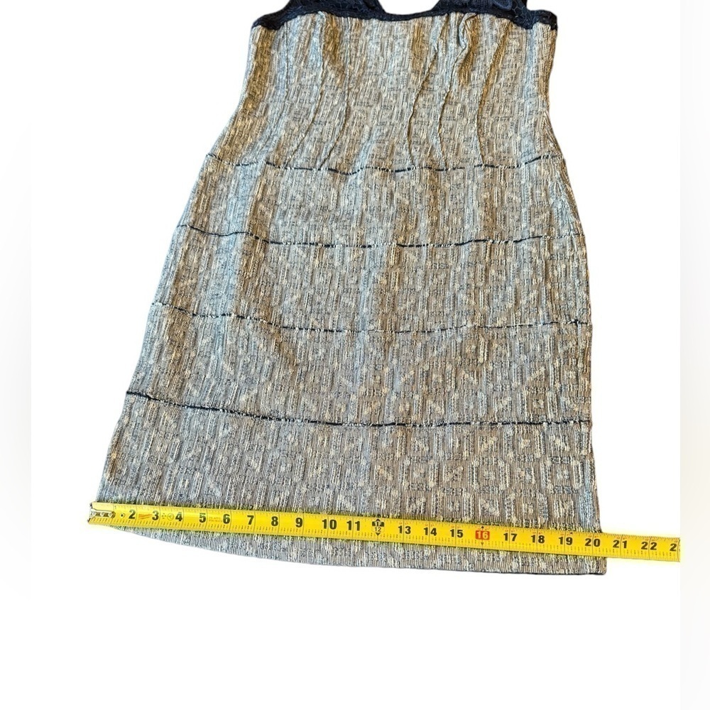 Kay Unger Sheath Dress Navy Blue Lace and Pewter Tweed Womens Size 12 - Picture 9 of 16